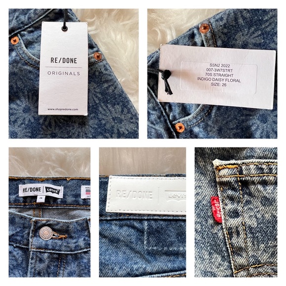 New! Rare RE/DONE x Levi's Collection 70s Floral High Waist Straight Jeans - Picture 8 of 8